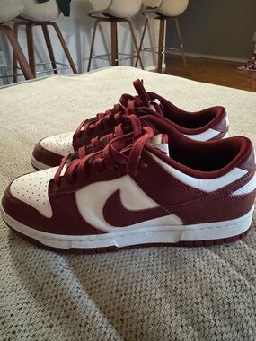 Nike Men’s Dunk Sneakers in Maroon and White